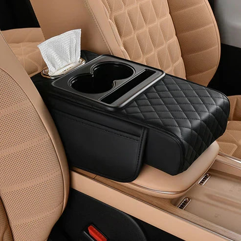 Integrated multifunctional car armrest increase with pressure compensation