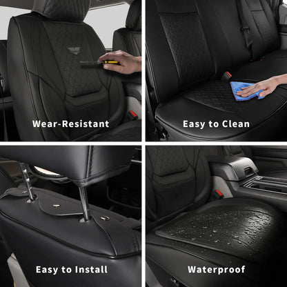 EKR Universal Car Seat Covers 5 Seats Full Set For Toyota Honda Lexus Ford Kia Hyundai Audi Waterproof Leather Auto Seat Protection All-Season Universal Fit Most Car Sedan SUV Car Accessories