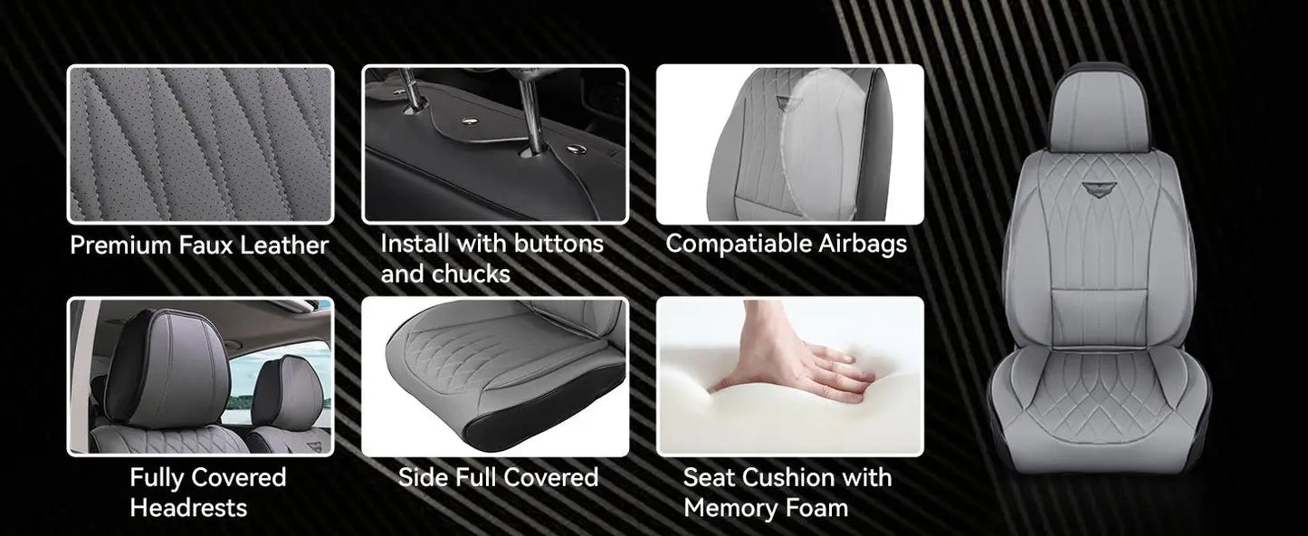 EKR Universal Car Seat Covers 5 Seats Full Set For Toyota Honda Lexus Ford Kia Hyundai Audi Waterproof Leather Auto Seat Protection All-Season Universal Fit Most Car Sedan SUV Car Accessories