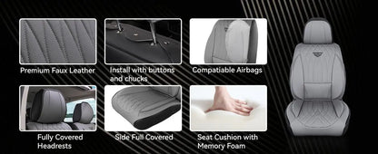 EKR Universal Car Seat Covers 5 Seats Full Set For Toyota Honda Lexus Ford Kia Hyundai Audi Waterproof Leather Auto Seat Protection All-Season Universal Fit Most Car Sedan SUV Car Accessories