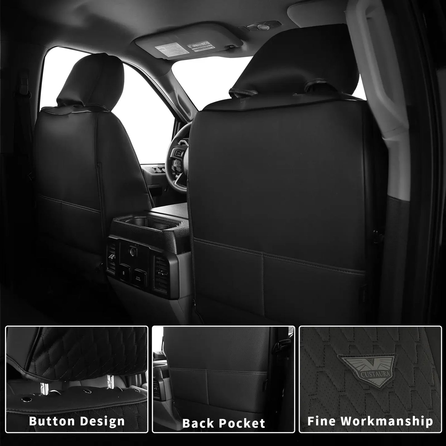 EKR Universal Car Seat Covers 5 Seats Full Set For Toyota Honda Lexus Ford Kia Hyundai Audi Waterproof Leather Auto Seat Protection All-Season Universal Fit Most Car Sedan SUV Car Accessories