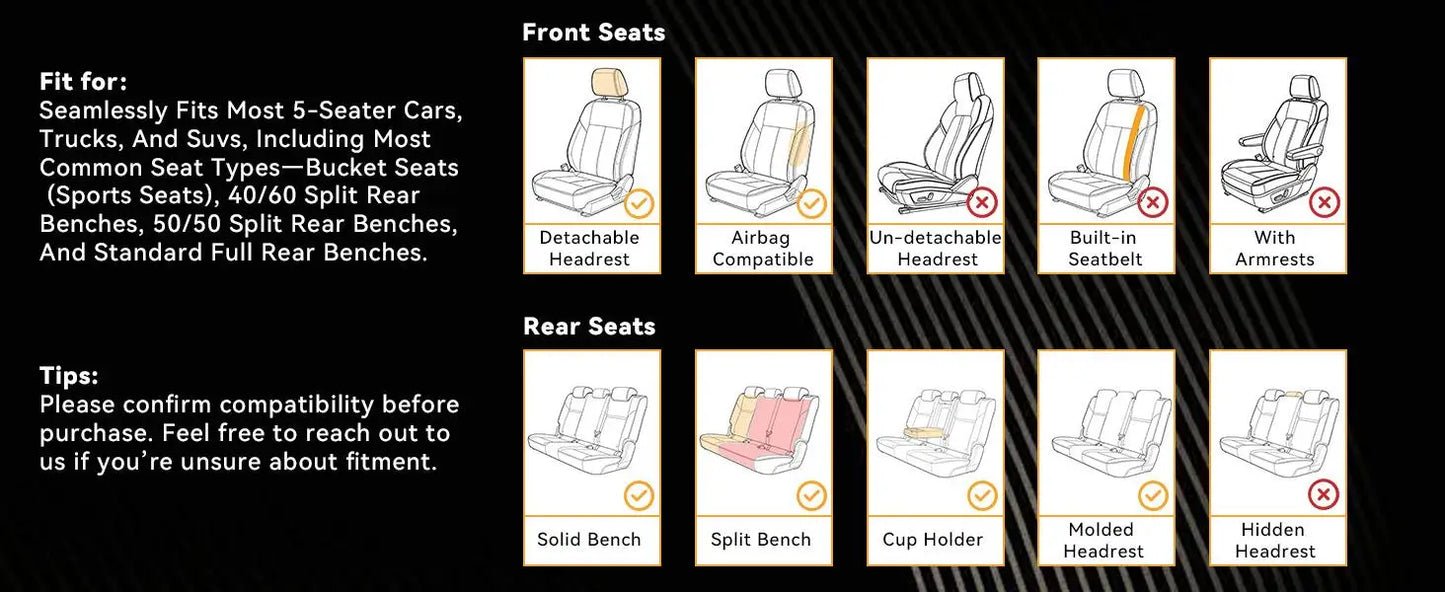 EKR Universal Car Seat Covers 5 Seats Full Set For Toyota Honda Lexus Ford Kia Hyundai Audi Waterproof Leather Auto Seat Protection All-Season Universal Fit Most Car Sedan SUV Car Accessories